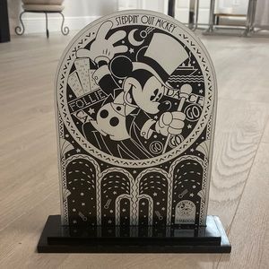 Vintage Enesco Disney Steppin Out Mickey rare glass display stand